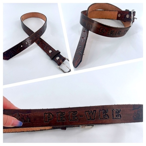 Pee Wee Mens Made in USA Leather Belt Brown size 32 - Picture 1 of 12